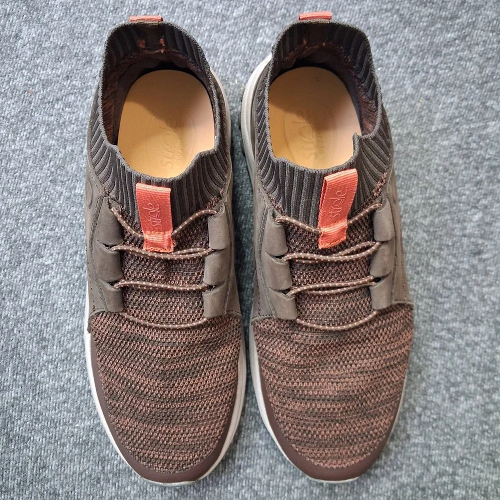 Strole Eastridge S869W Womens 8 Brown Leather Knit Walking Shoes SoftStride Sole